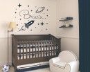Custom Name and Rocket Space Stars Decal